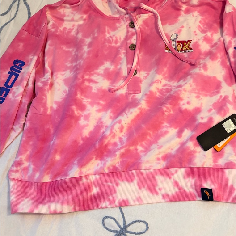 Pink Tie-Dye Kids Super Bowl Henley Sweatshirt - Brand